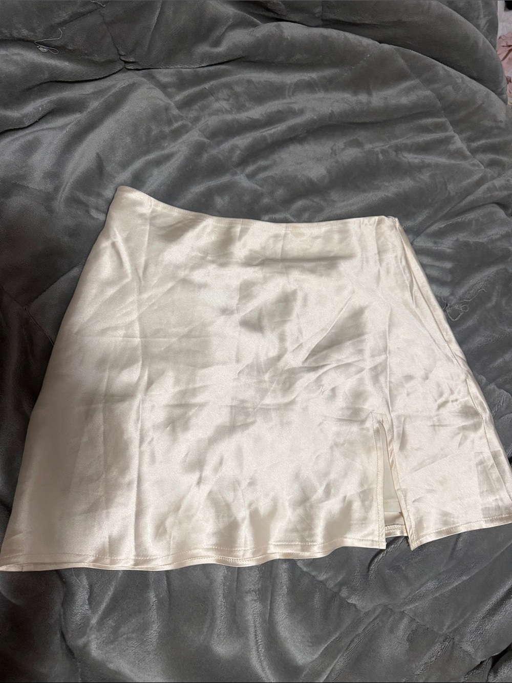 Princess Polly Cream Satin Mini Skirt